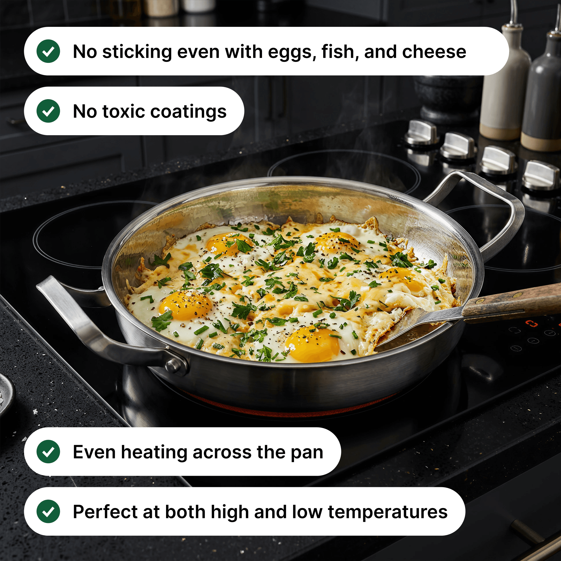 Titanium Hammered Frying Pan 2 Handles