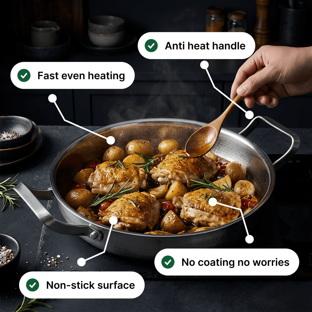 Titanium Hammered Frying Pan 2 Handles