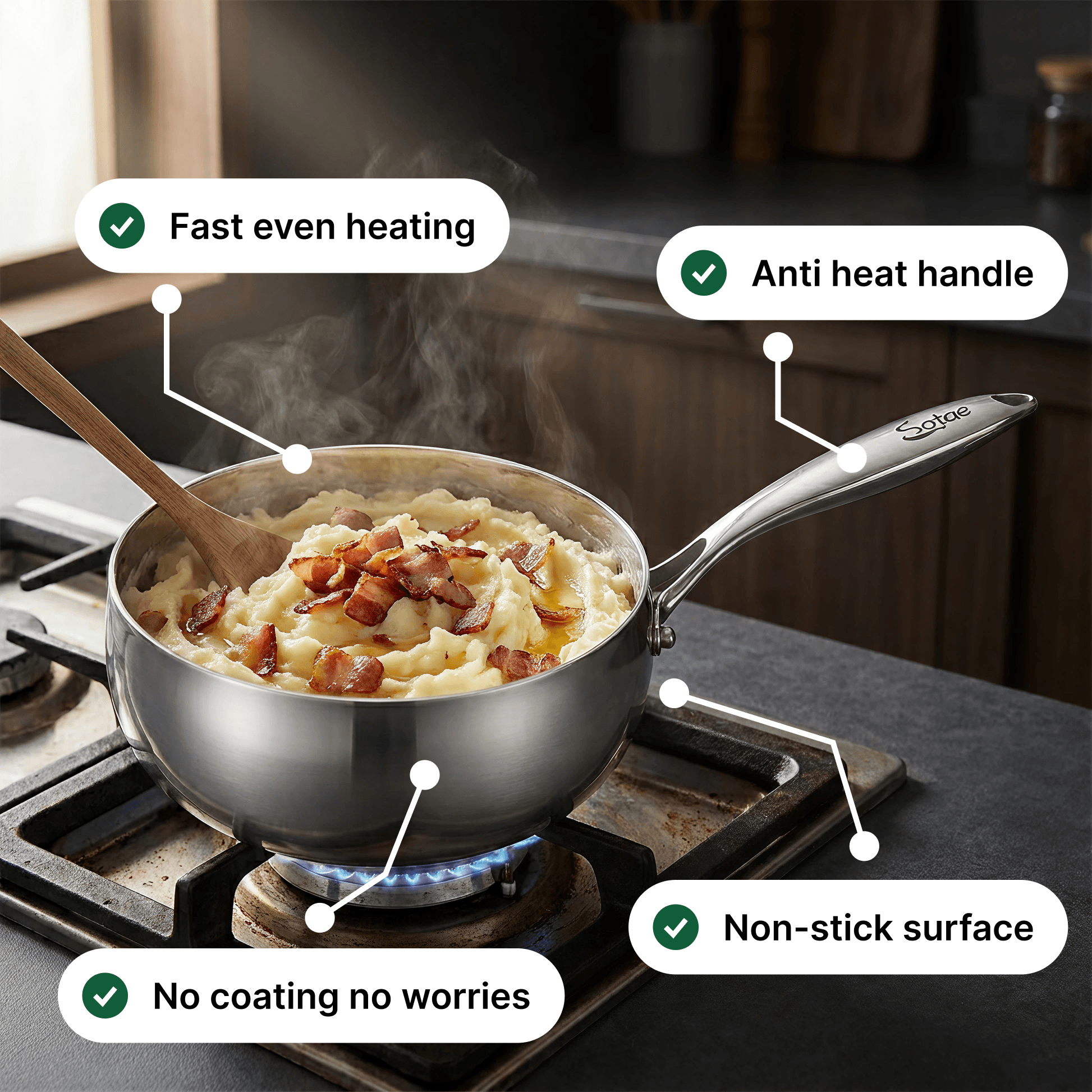 Titanium Hammered Saucepan