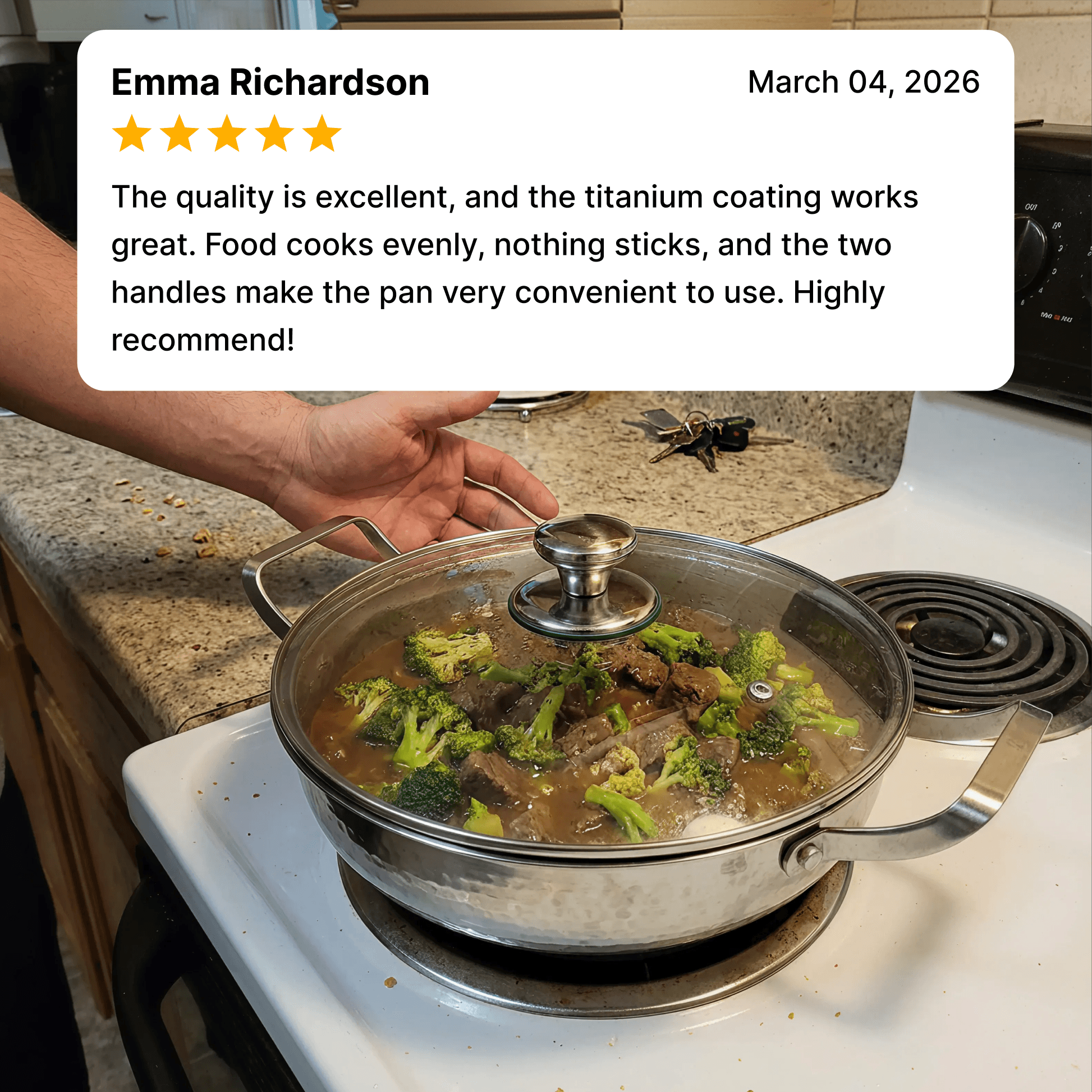 Titanium Hammered Frying Pan 2 Handles