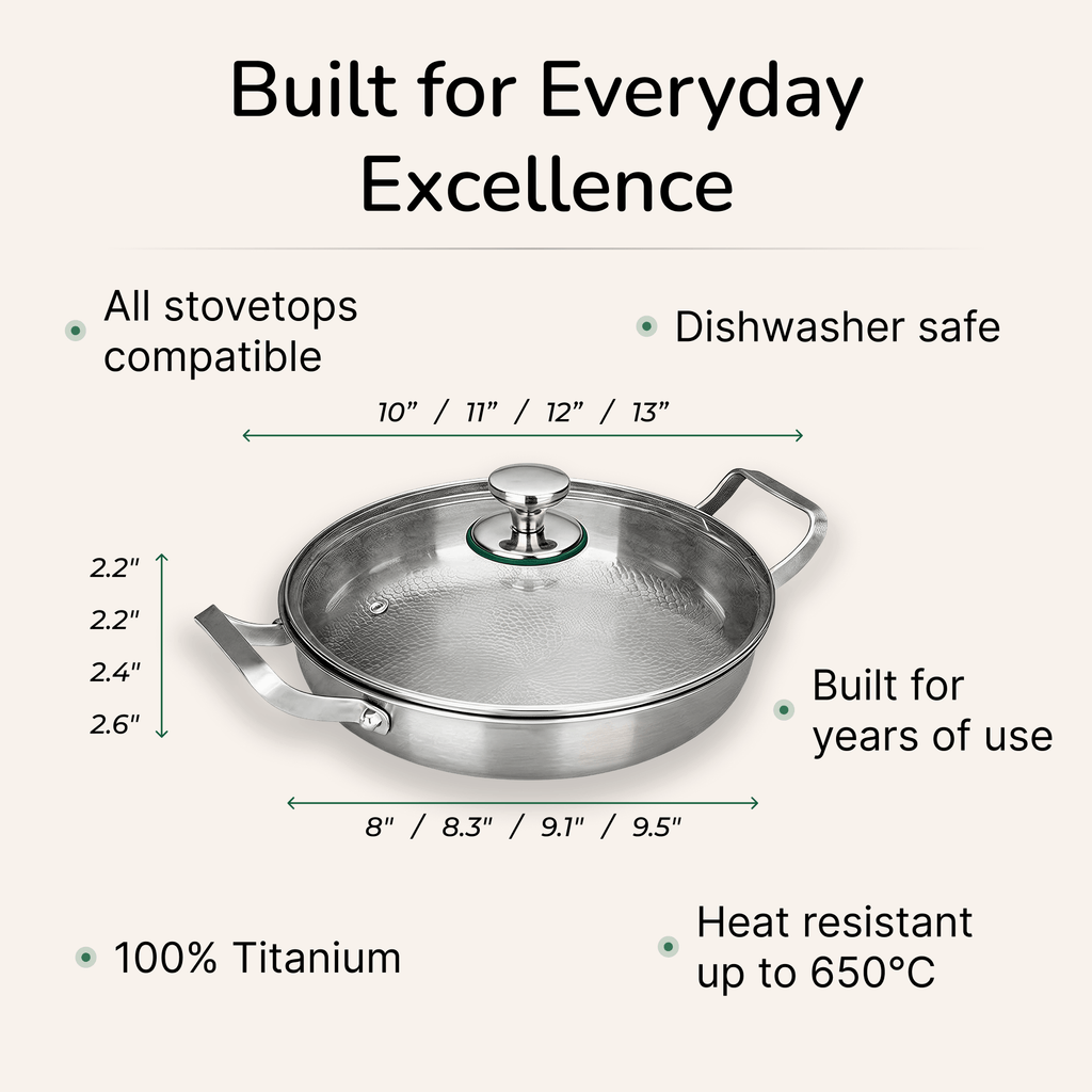 Titanium Hammered Frying Pan 2 Handles