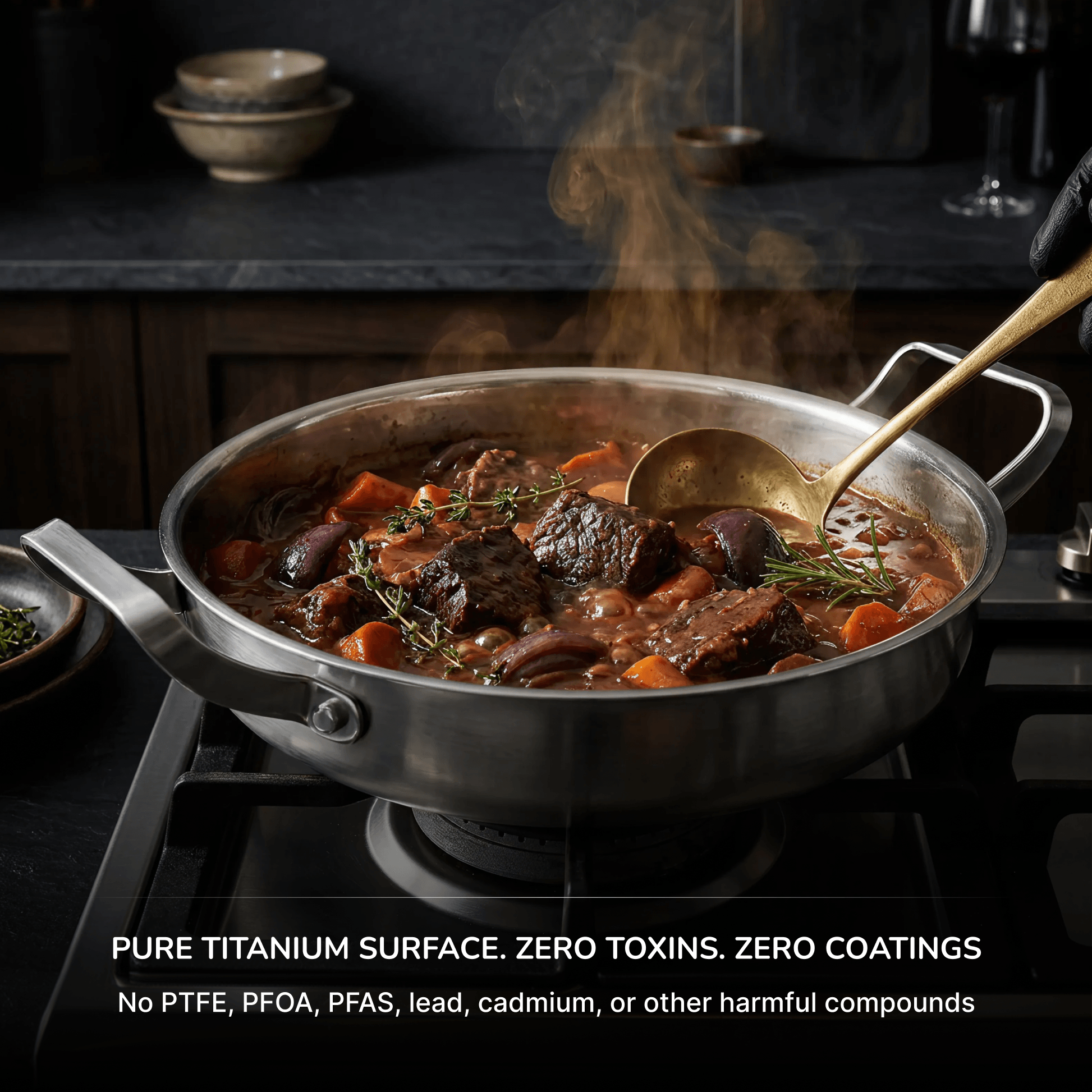 Titanium Hammered Frying Pan 2 Handles