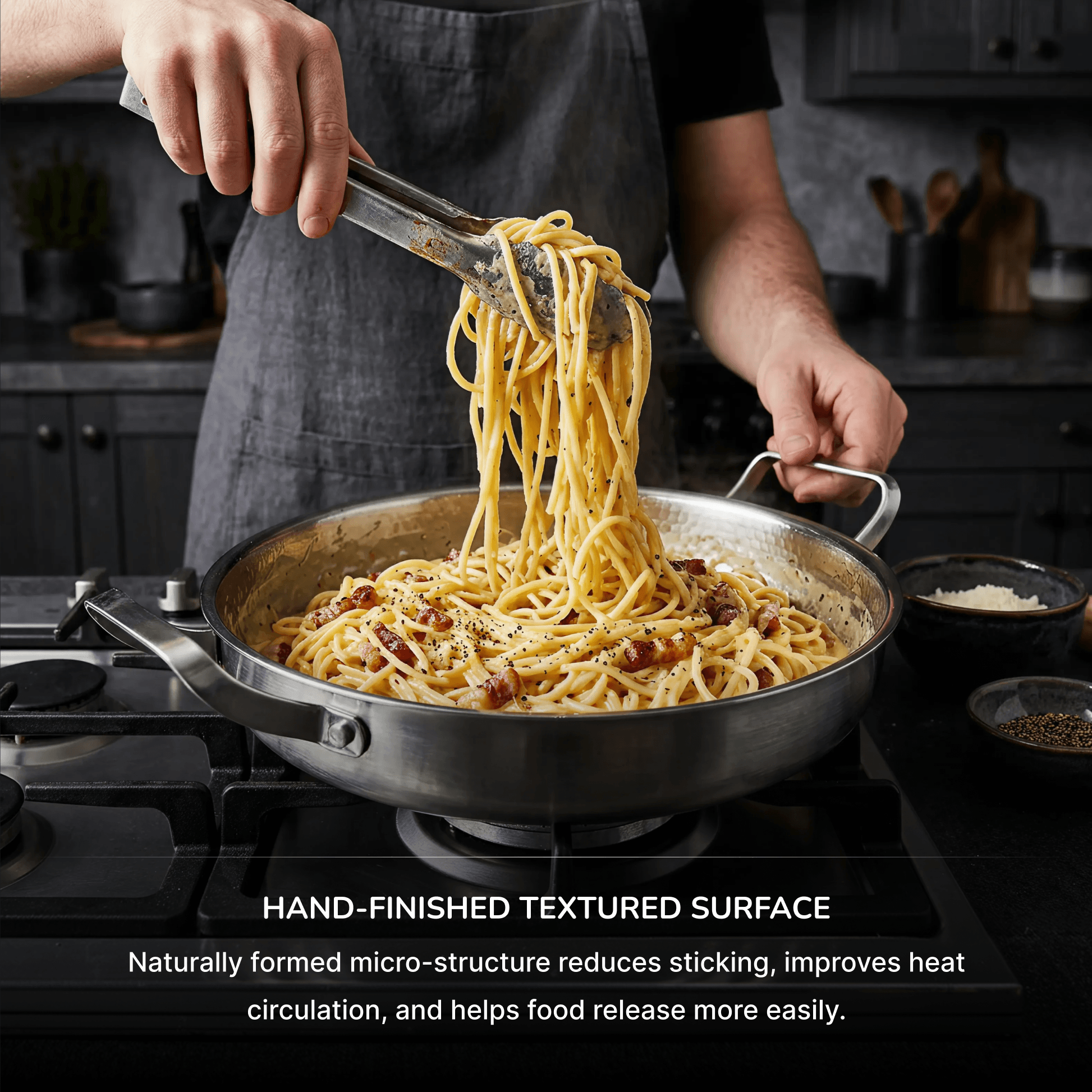 Titanium Hammered Frying Pan 2 Handles