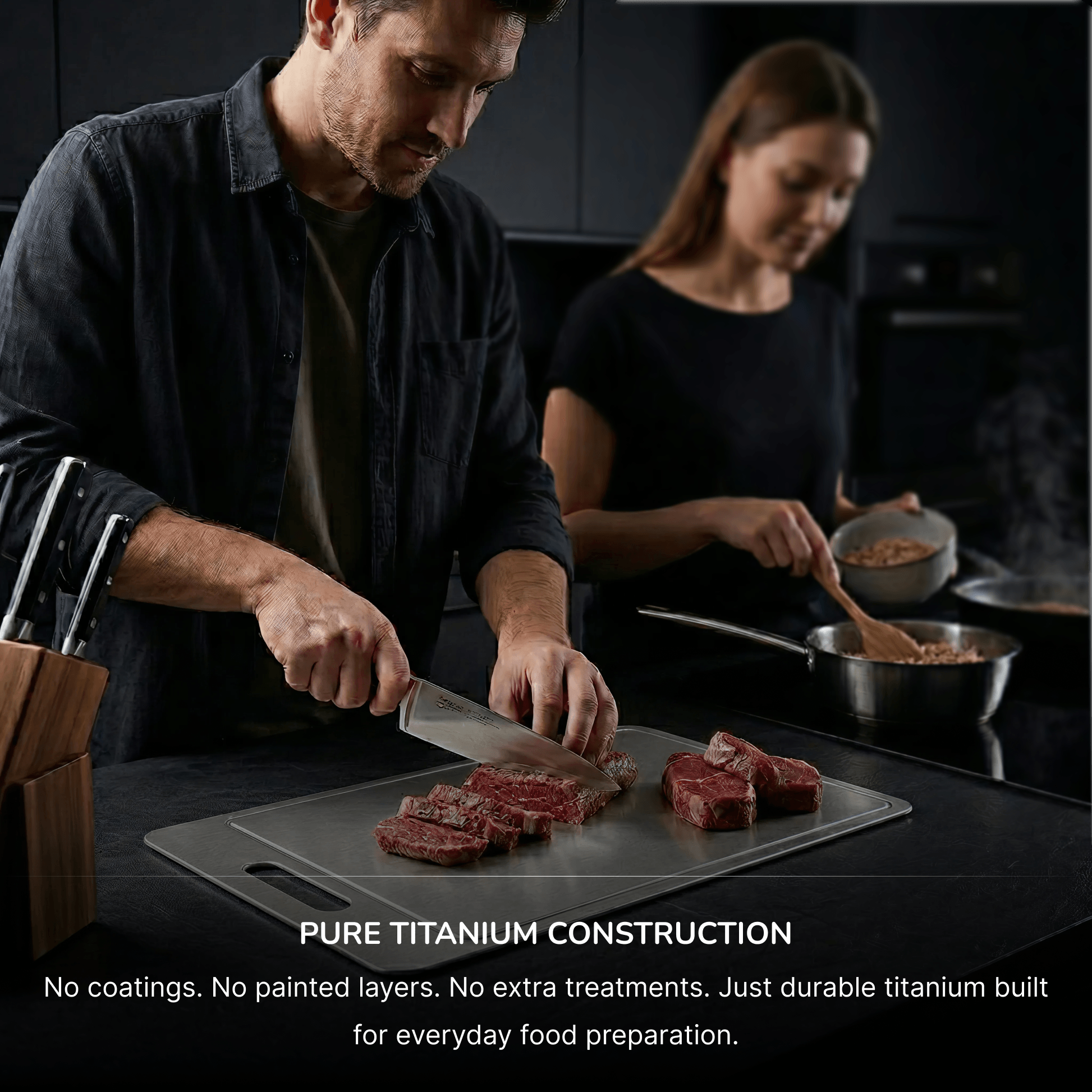 Titanium Cutting Board with Juice Groove